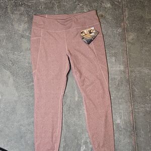 Avia High Waist Moisture Wicking Chevron Pink Ankle Leggings XL Side Pocket